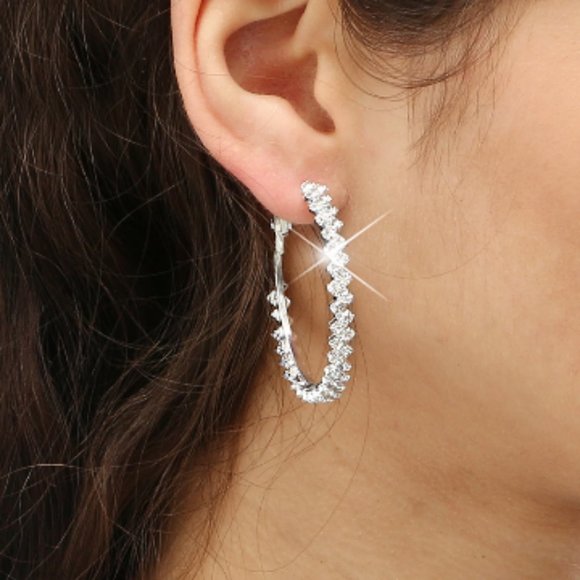 Austrian Crystal Hoop Earrings - Picture 7 of 7